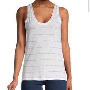 Vince Striped Scoop Neck Tank Top in white and watermelon